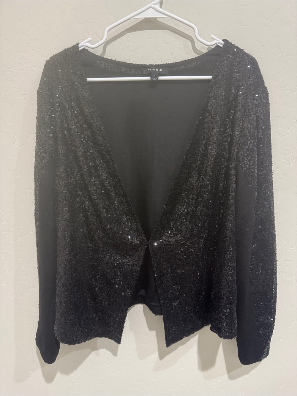 torrid Black Sequin Draped Open Cardigan